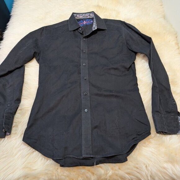 Robert Graham Subtle Patterned Black Dress Shirt Button Down Men Size Large - Picture 1 of 10